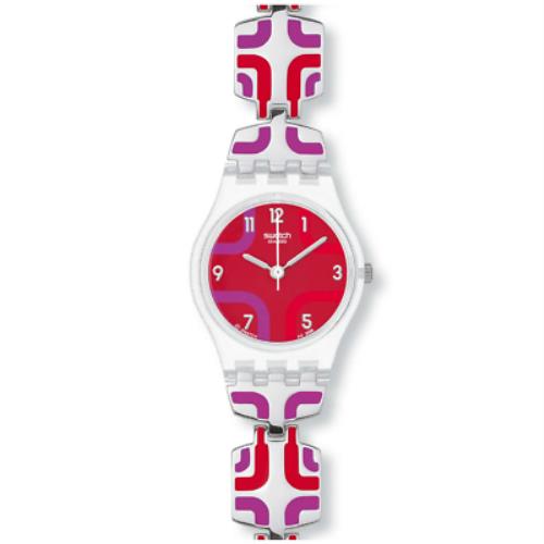 Mint 2007 Swatch Ladies Wild Past LK284G Womens Collectible Watch Rare Vintage - Red Dial, Purple Band