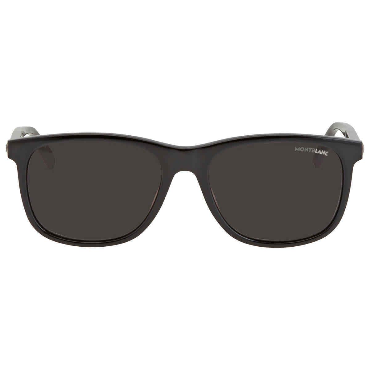 Montblanc Grey Square Men`s Sunglasses MB0013S 001 56 MB0013S 001 56