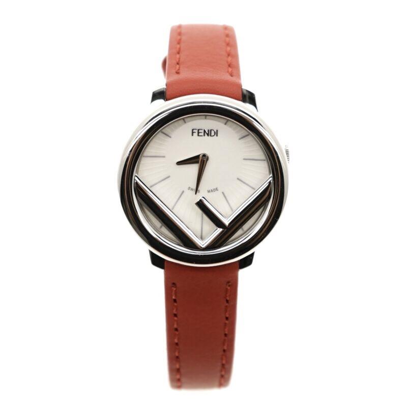 Fendi Run Away F Watch 28mm Steel Case White Dial Red Band FOW545