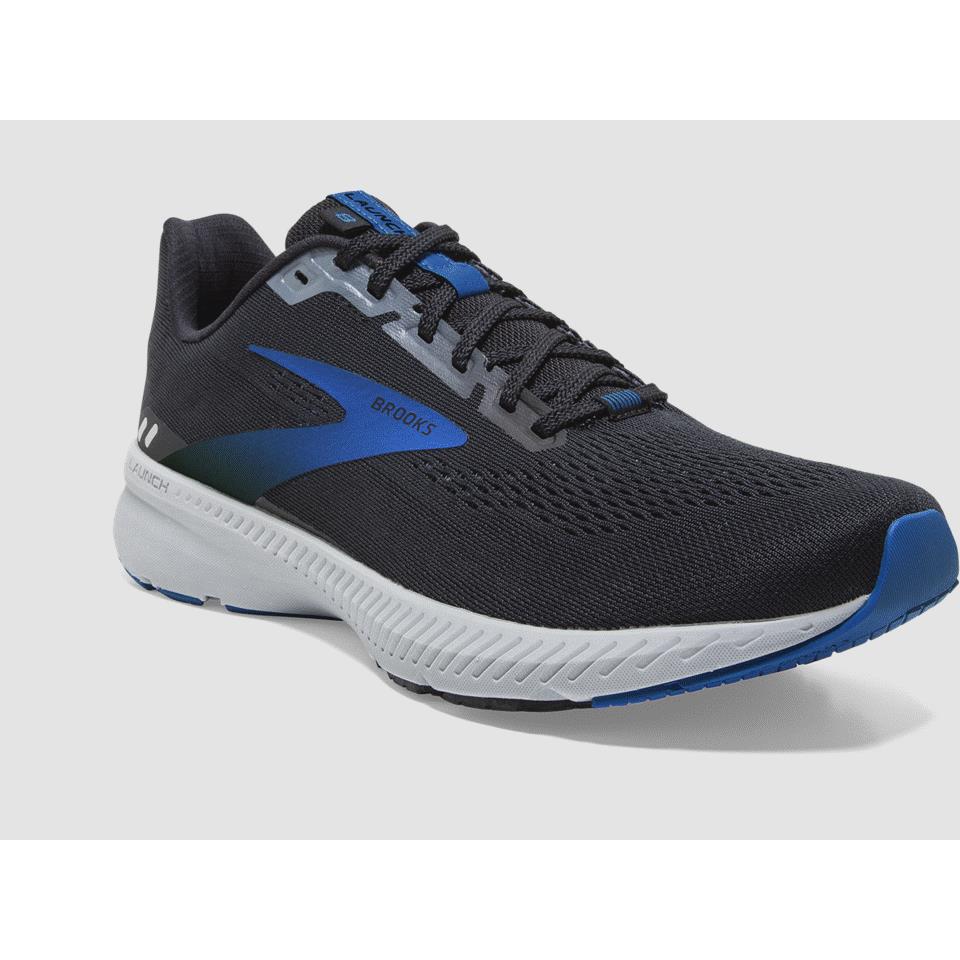 Men Brooks 110358 018 Launch 8 Running Cushion Black/blue/gy Shoe Sneakers