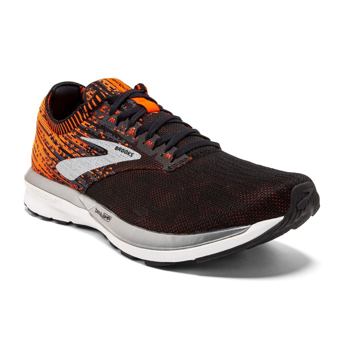 Brooks Mens Ricochet Running Shoe - Blac Sz_9_Black/Orange/Ebony