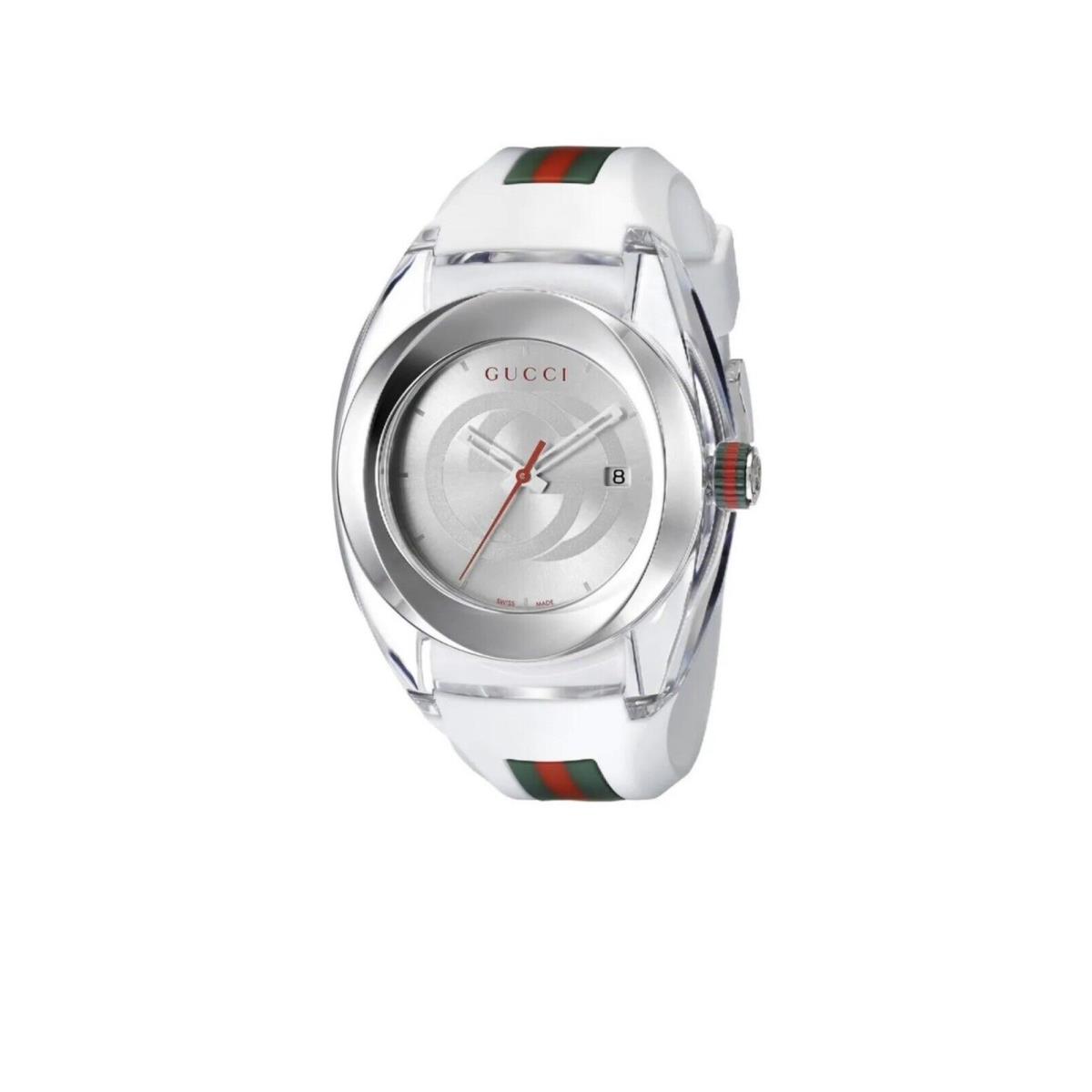 Gucci YA137102 Unisex Sync Xxl Rubber Swiss Quartz Watch - White