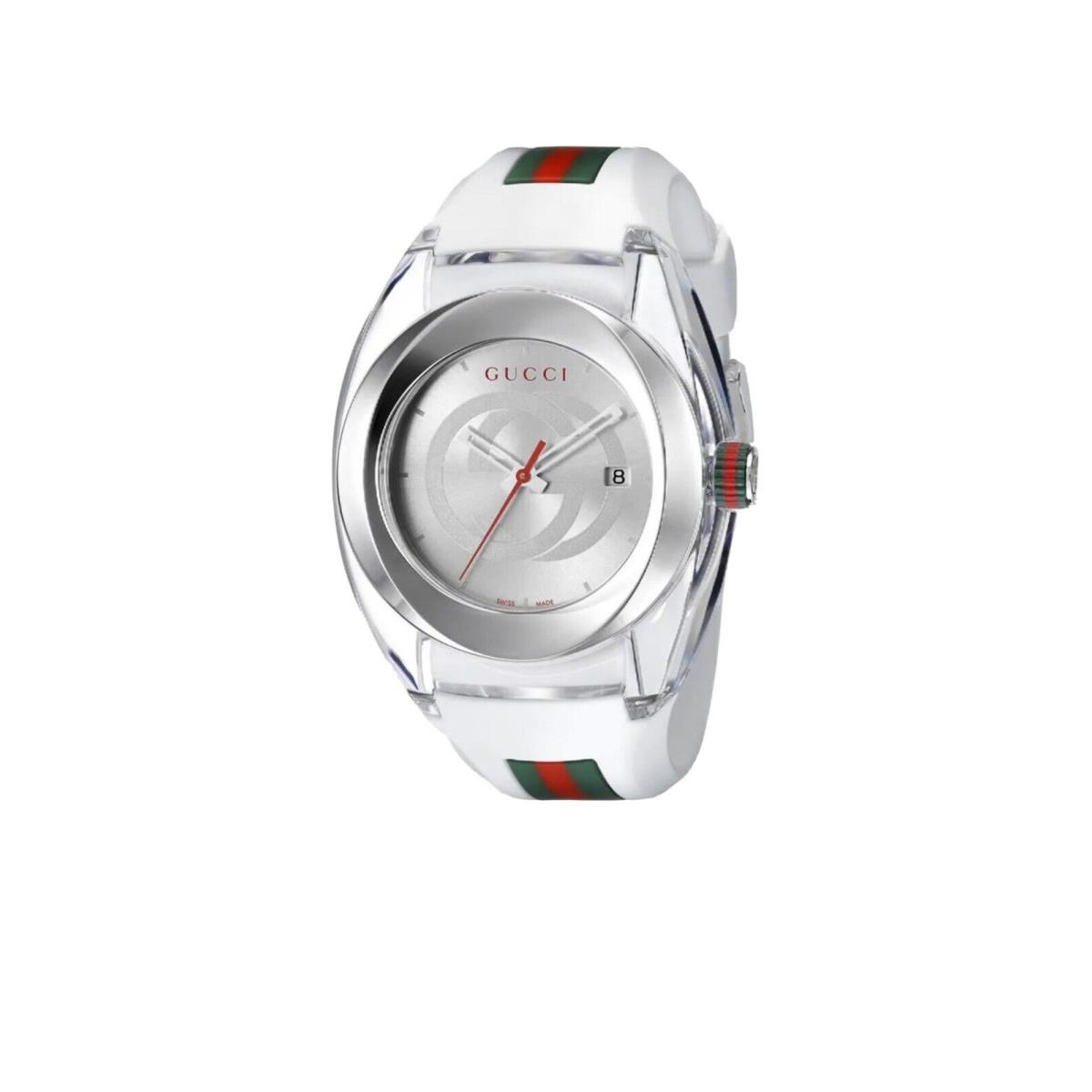 Gucci YA137102 Unisex Sync Xxl Rubber Swiss Quartz Watch - White