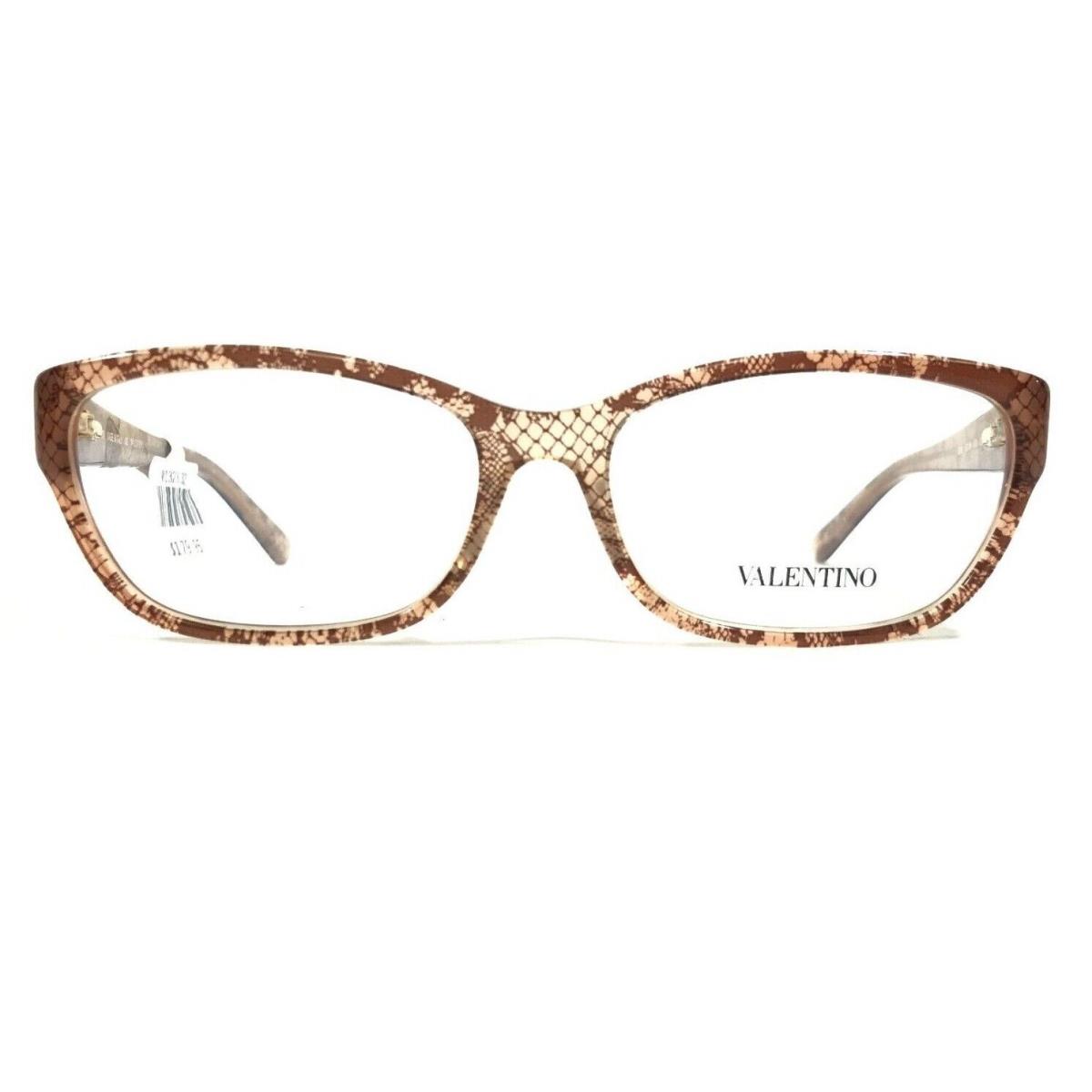 Valentino V2606 290 Eyeglasses Frames Clear Brown Cat Eye Lace Print 53-16-130