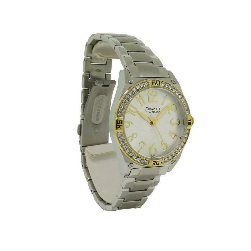 Caravelle by Bulova Women`s Round Analog Crystal Gold Silver Tone Watch 45L132