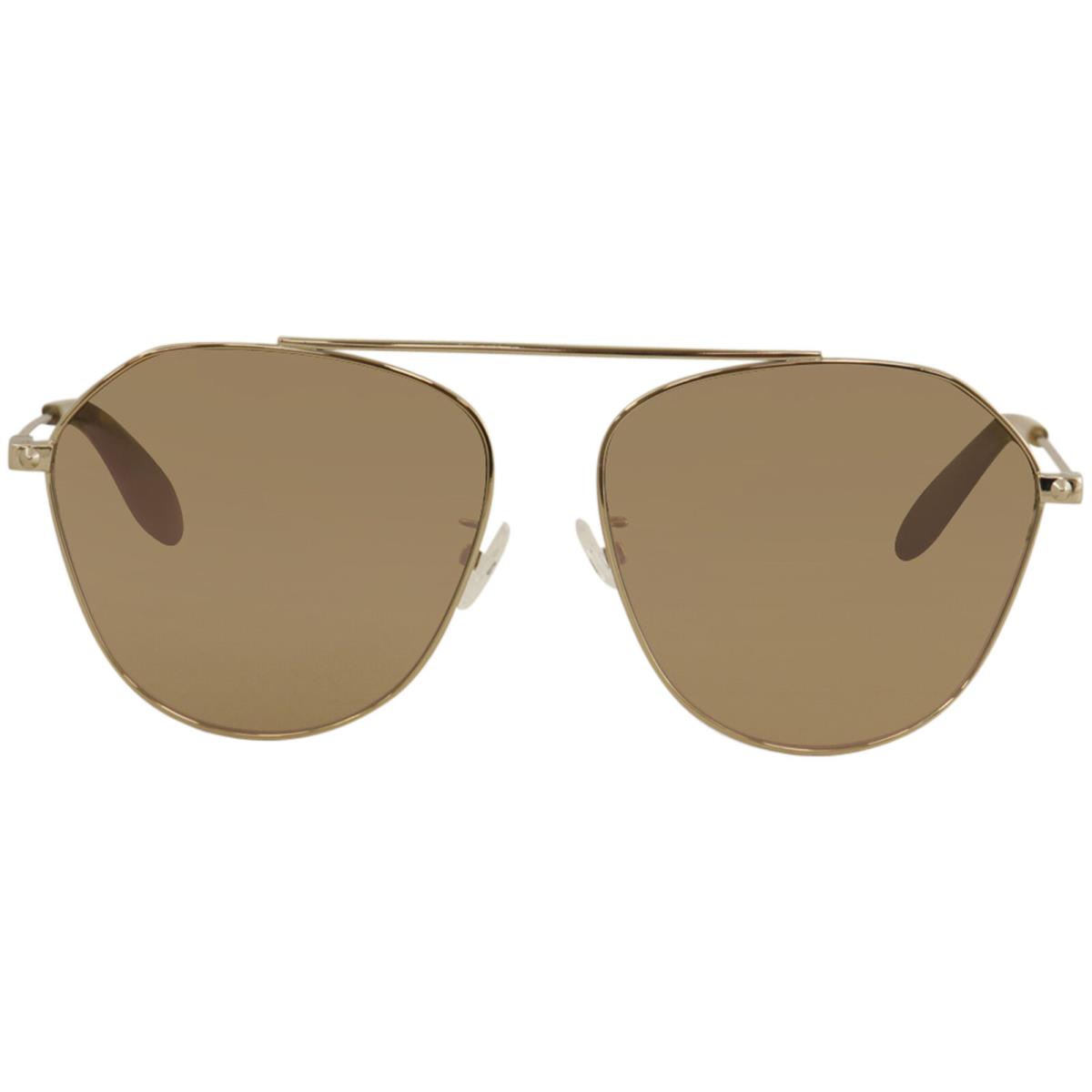 Alexander Mcqueen Women`s AM0212SA AM/0212/SA 004 Gold Pilot Sunglasses 62mm