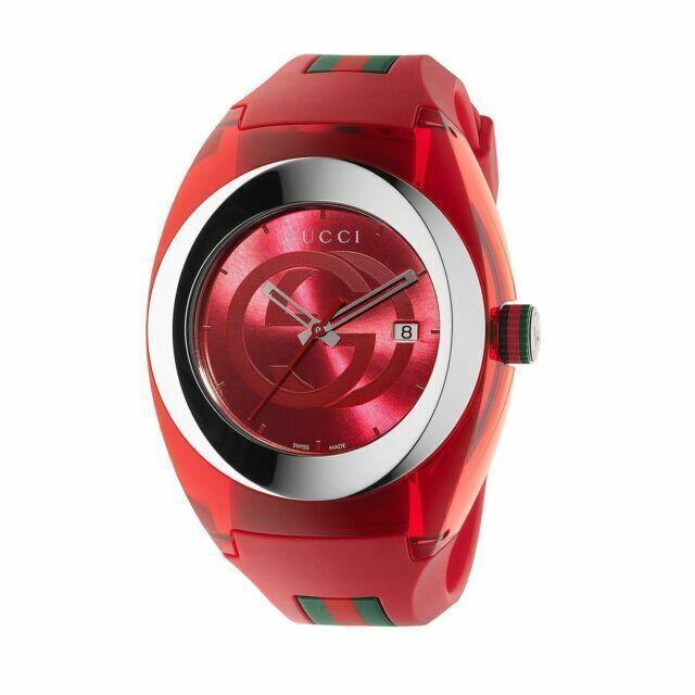 Gucci Sync Xxl Red Rubber Strap 46mm Unisex Watch YA137103