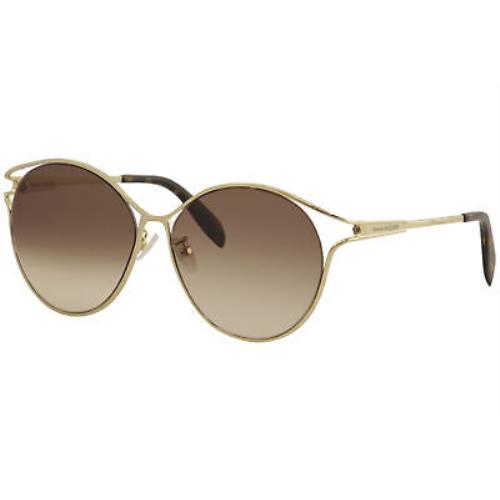 Alexander Mcqueen Women`s AM0210SA AM/0210/SA 002 Gold Round Sunglasses 57mm