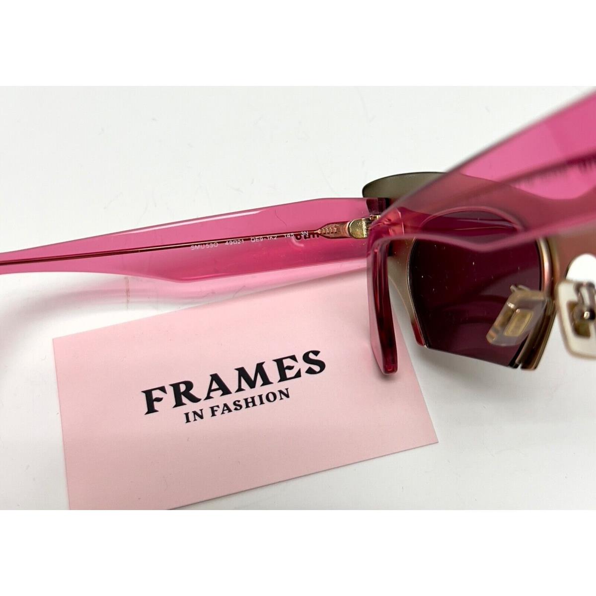 Miu Miu Rasoir 53O Sunglasses Cat Eye Brushed Gold Pink Mirrored Rimless MU53OS