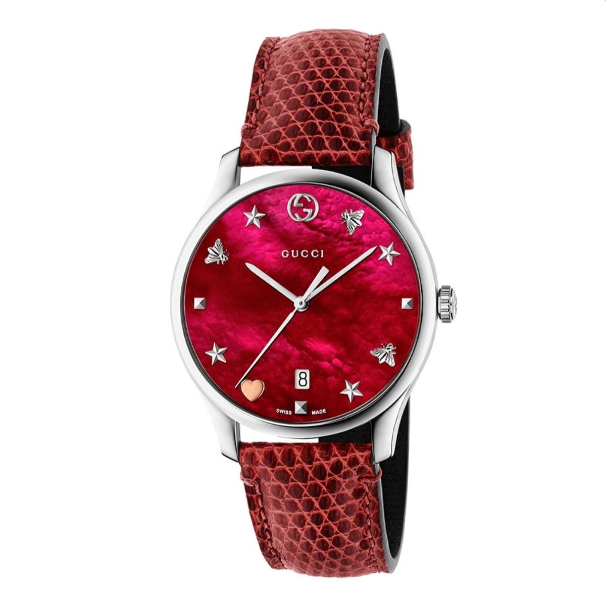 Gucci YA1264041 G-timeless 36MM Women`s Red Leather Watch