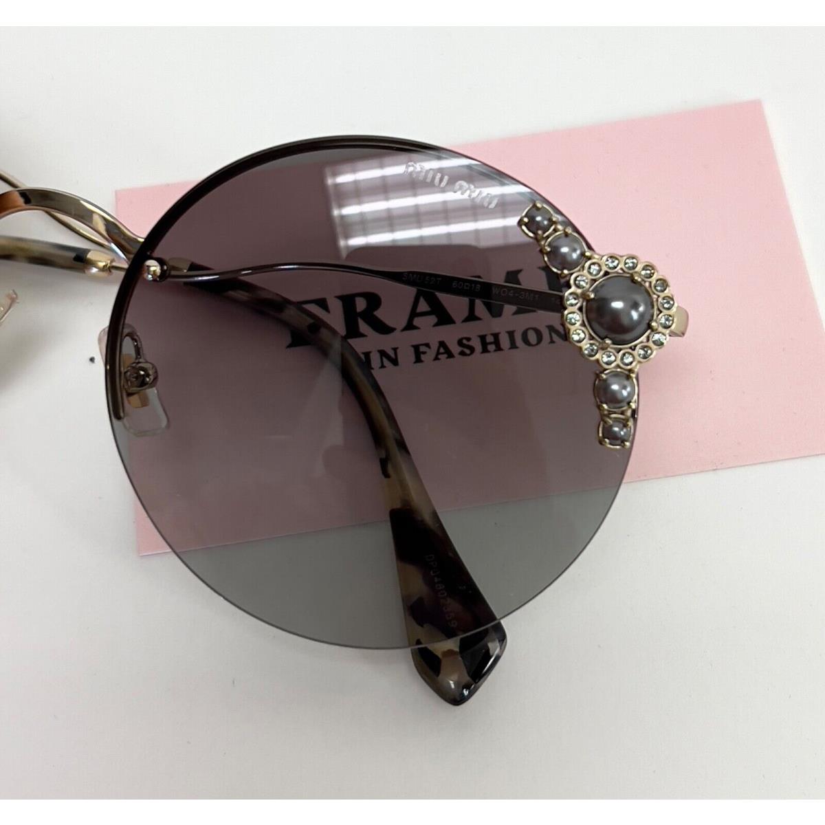 Miu Miu Gold Crystal Pearl Gray Maniere 52T Round Rimless Mu52Ts Sunglasses