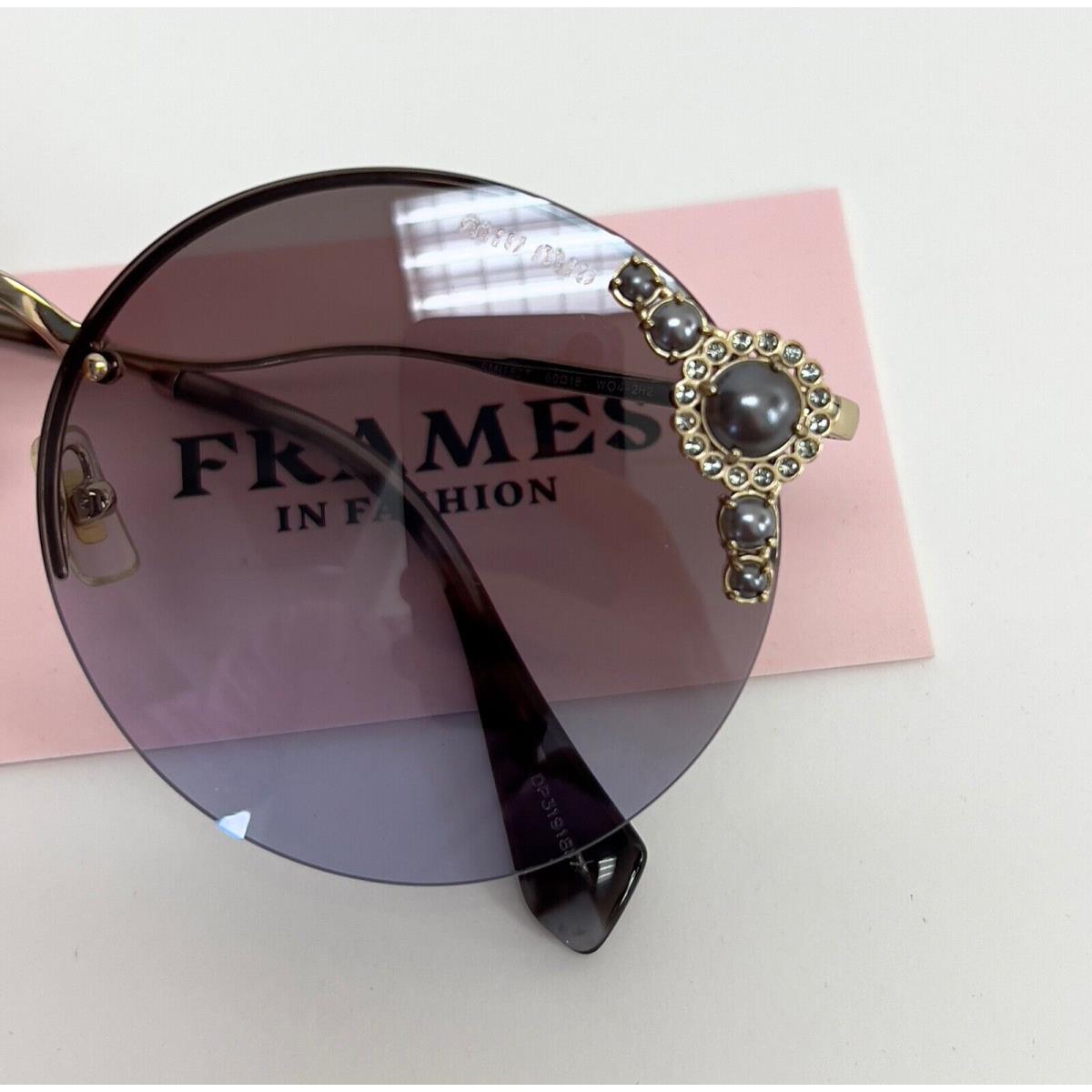 Miu Miu Gold Crystal Pearl Lilac Maniere 52T Round Rimless Mu52Ts Sunglasses