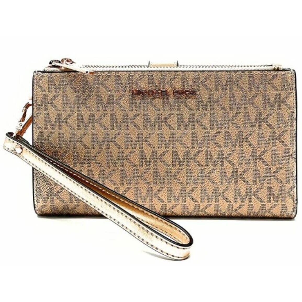 Michael Kors Jet Set Travel Large Double Zip Wristlet Rose Gold 35H1RTVW3V FS