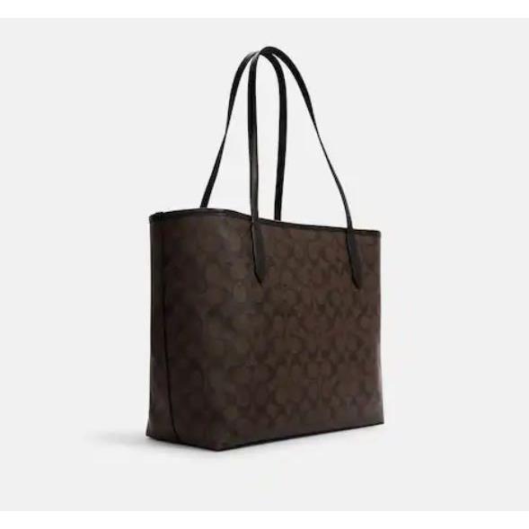 Coach City Tote In Signature Canvas 5696 2021 Brown and Graphite