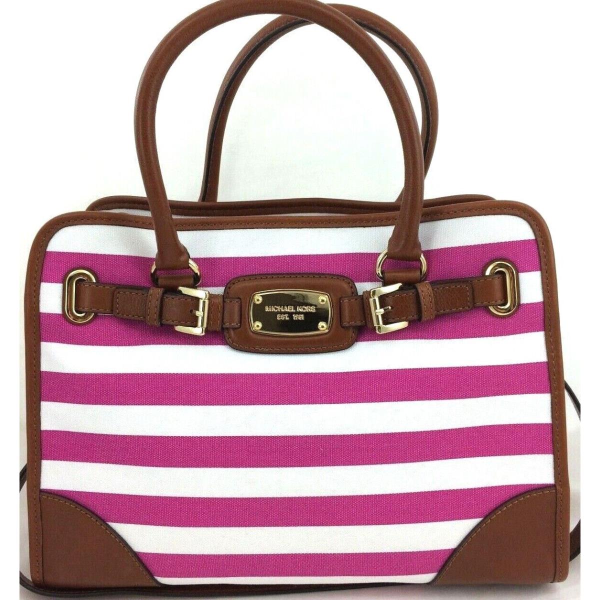Michael Kors Hamilton Large Fuschia White Stripe Brown Leather Tote Bag - Michael  Kors bag - 087565241109 | Fash Brands