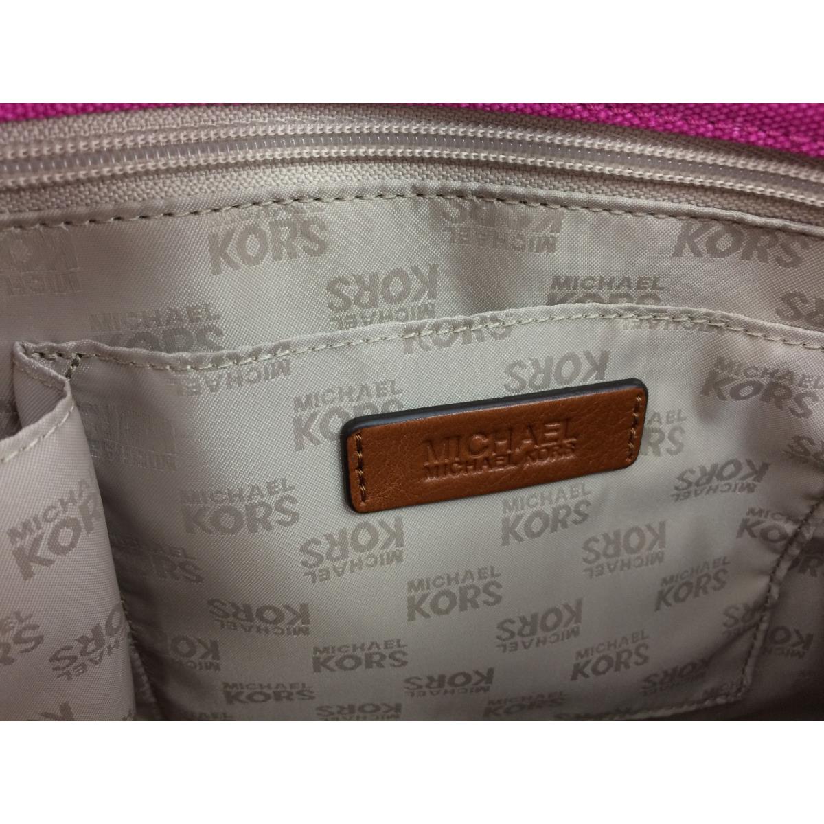 Michael Kors Hamilton Large Fuschia White Stripe Brown Leather Tote Bag - Michael  Kors bag - 087565241109 | Fash Brands
