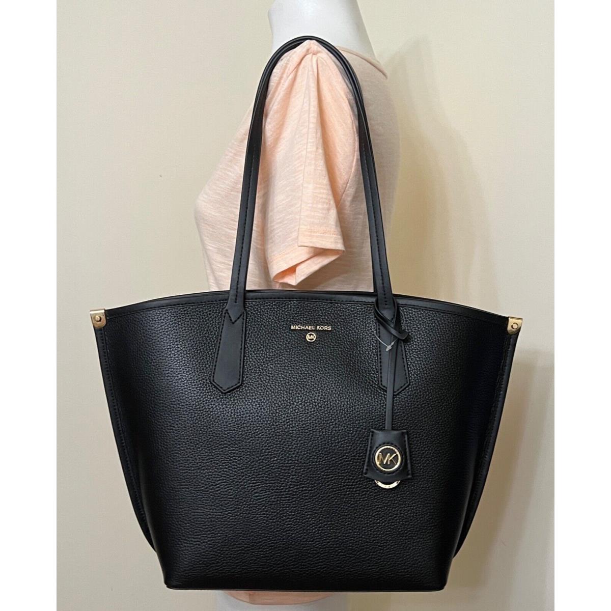 Michael Kors Jane Black Luggage Pebbled Leather Large Tote Shoulder Bag