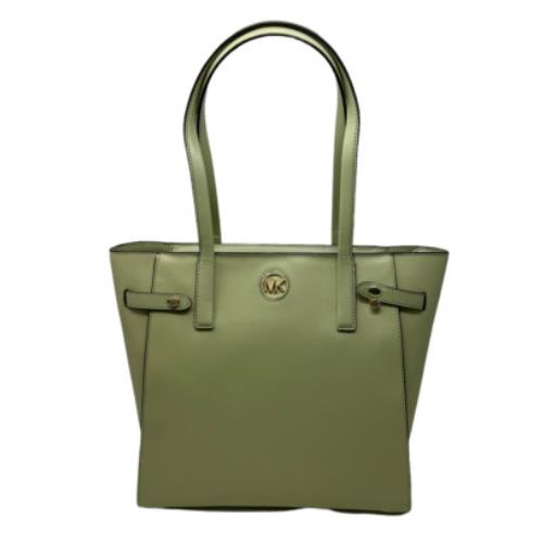 Michael Kors Carmen Large Top Zip Tote Shoulder Bag MK Signature Light Sage/Gold Tone