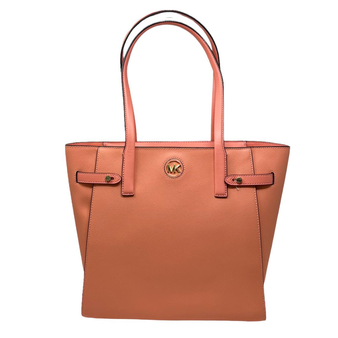 Michael Kors Carmen Large Top Zip Tote Shoulder Bag MK Signature Sherbert/Gold Tone