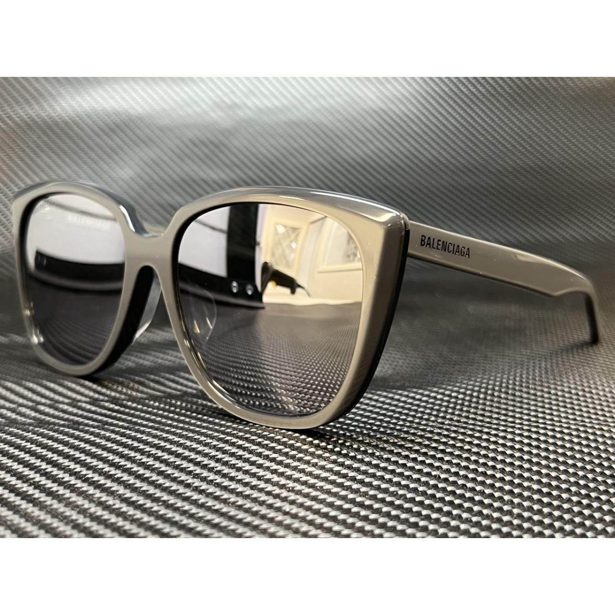 Balenciaga BB0175SA 003 Silver Square 57 mm Women`s Sunglasses