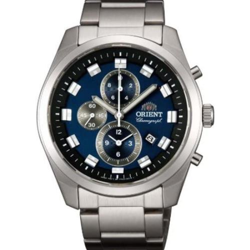 Orient Men`s Blue Chronograph Quartz Watch WV0471TT Ships Today