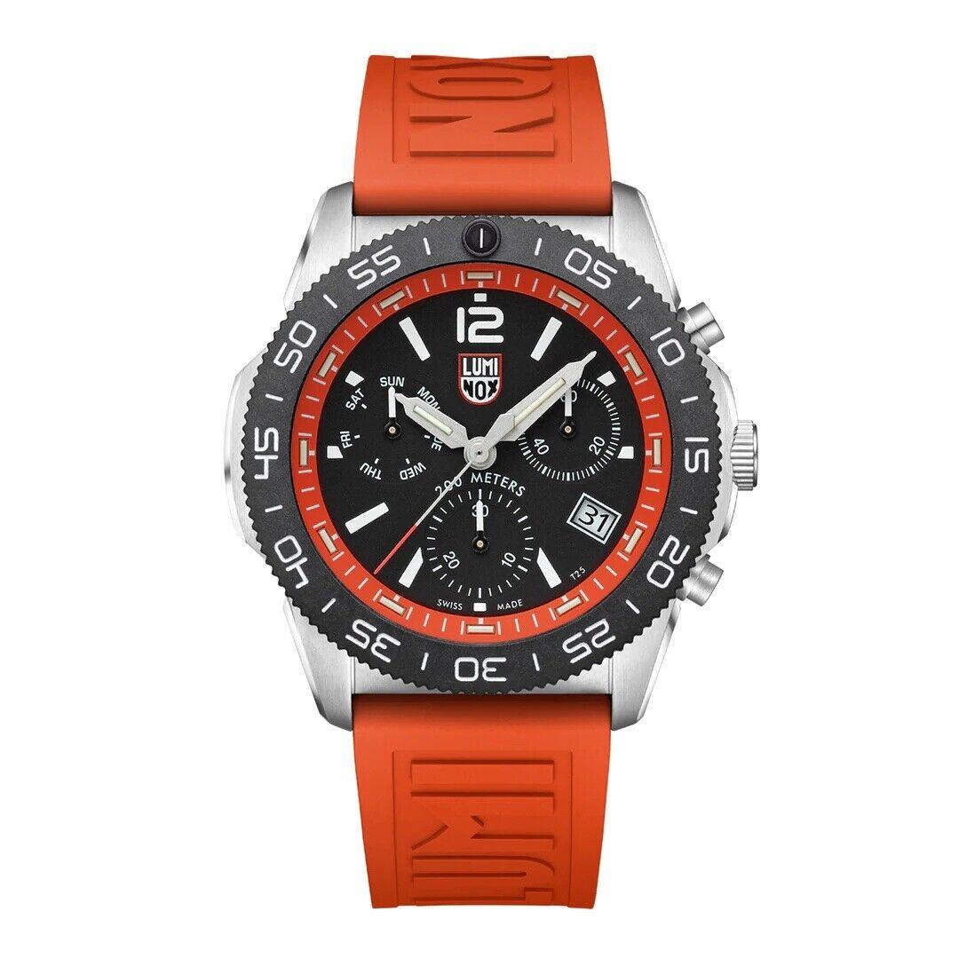 Luminox Pacific Diver XS.3149 Chrono 44mm Orange Rubber Steel Quartz Men`s Watch