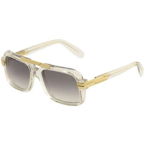 Cazal Legends Men`s 663 065SG Crystal/gold Retro Pilot Sunglasses 56-mm - Clear Frame, Gray Lens