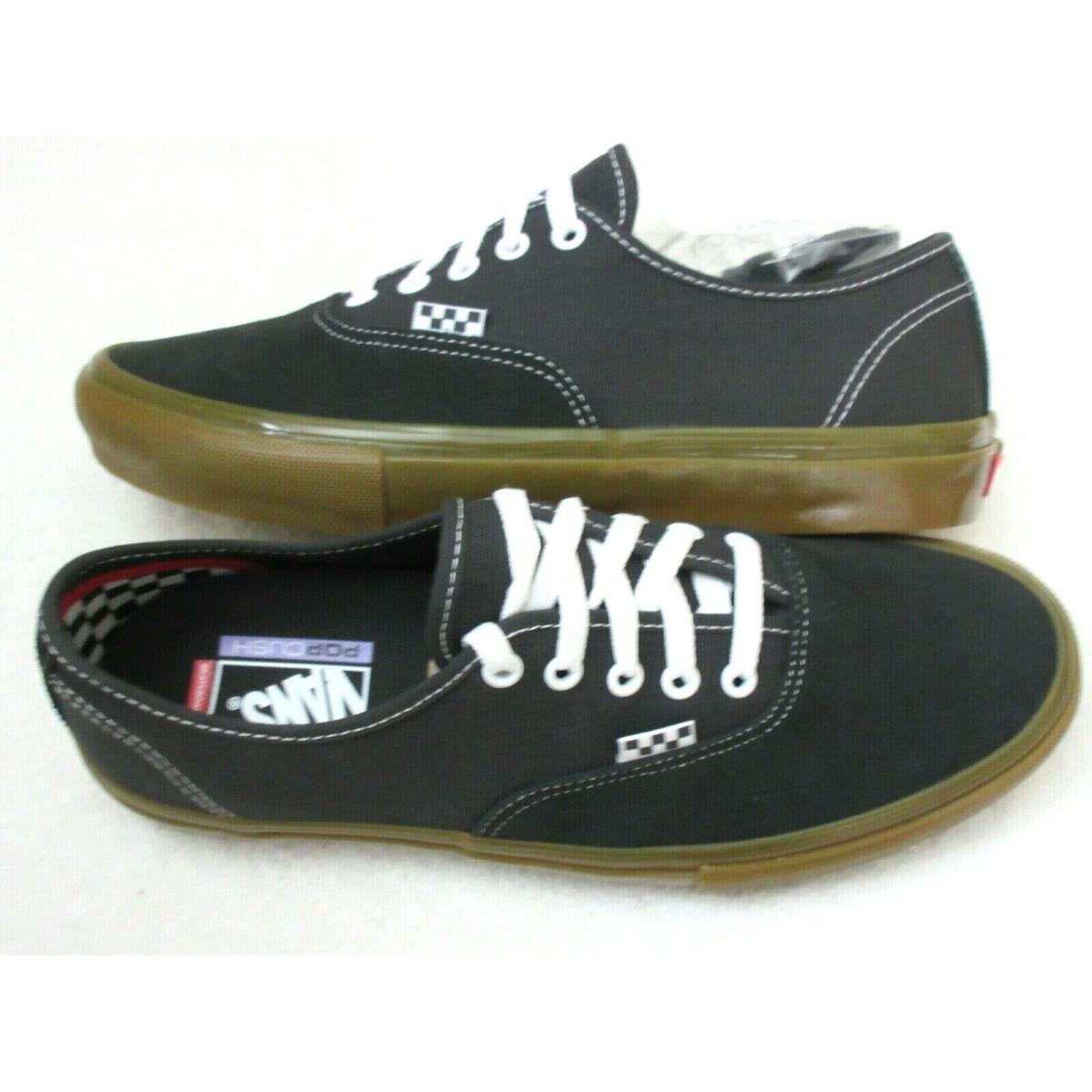Vans Skate Authentic Men`s Skate Black Raven Gum Bottom Suede Canvas Shoes Size 9