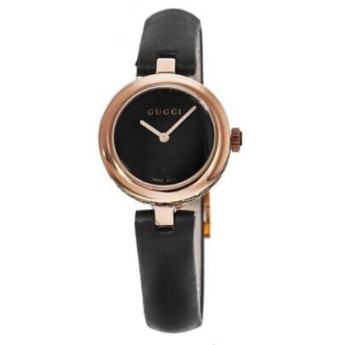 Gucci Diamantissima Rose Gold Plated Black Dial Women`s Watch YA141501