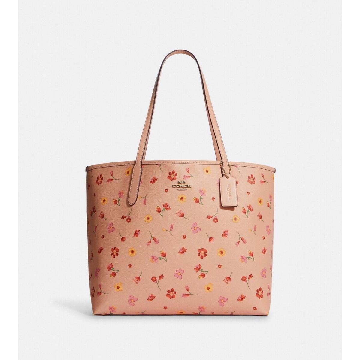 Coach City Tote with Mystical Floral Print Gold/faded Blush Multi