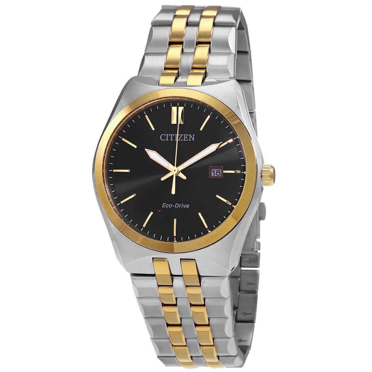 Citizen Corso Black Dial Two-tone Men`s Watch BM7334-58E - Dial: Black, Band: Silver, Gold, Bezel: Gold