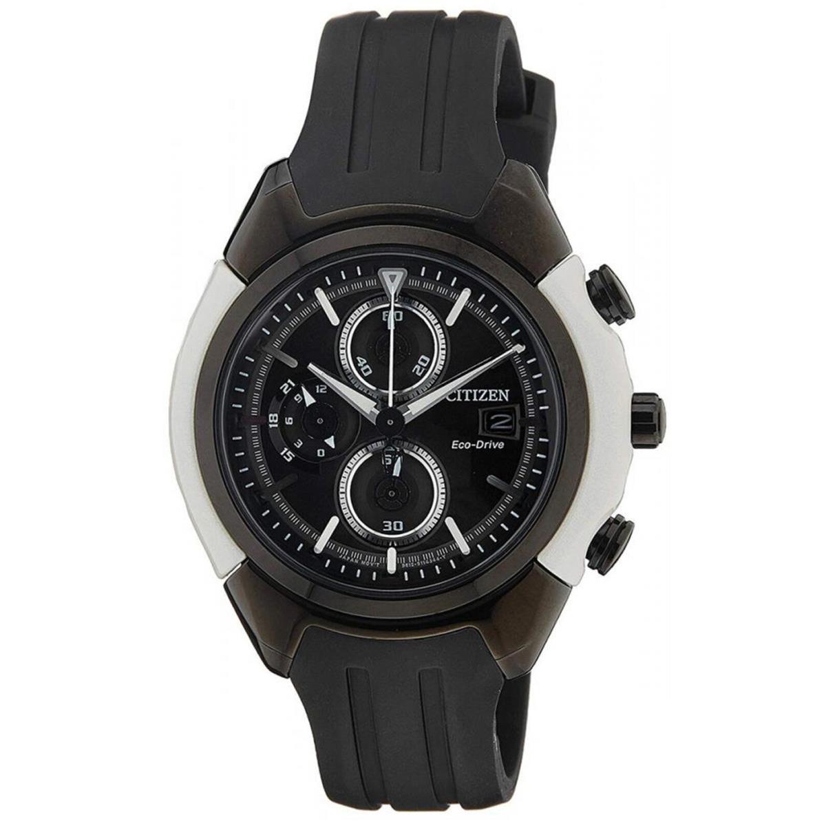 Citizen CA0286-08E Eco-drive Chronograph Men`s Watch Black Rubber Strap