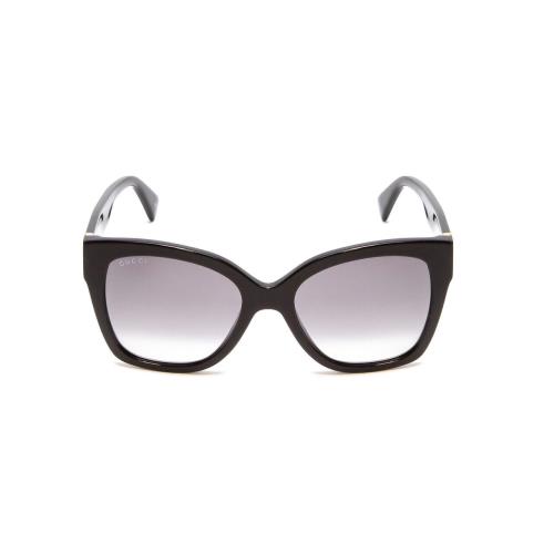 Gucci GG0459S Women`s Cateye Designer Sunglasses Gloss Black/gray Gradient 54mm