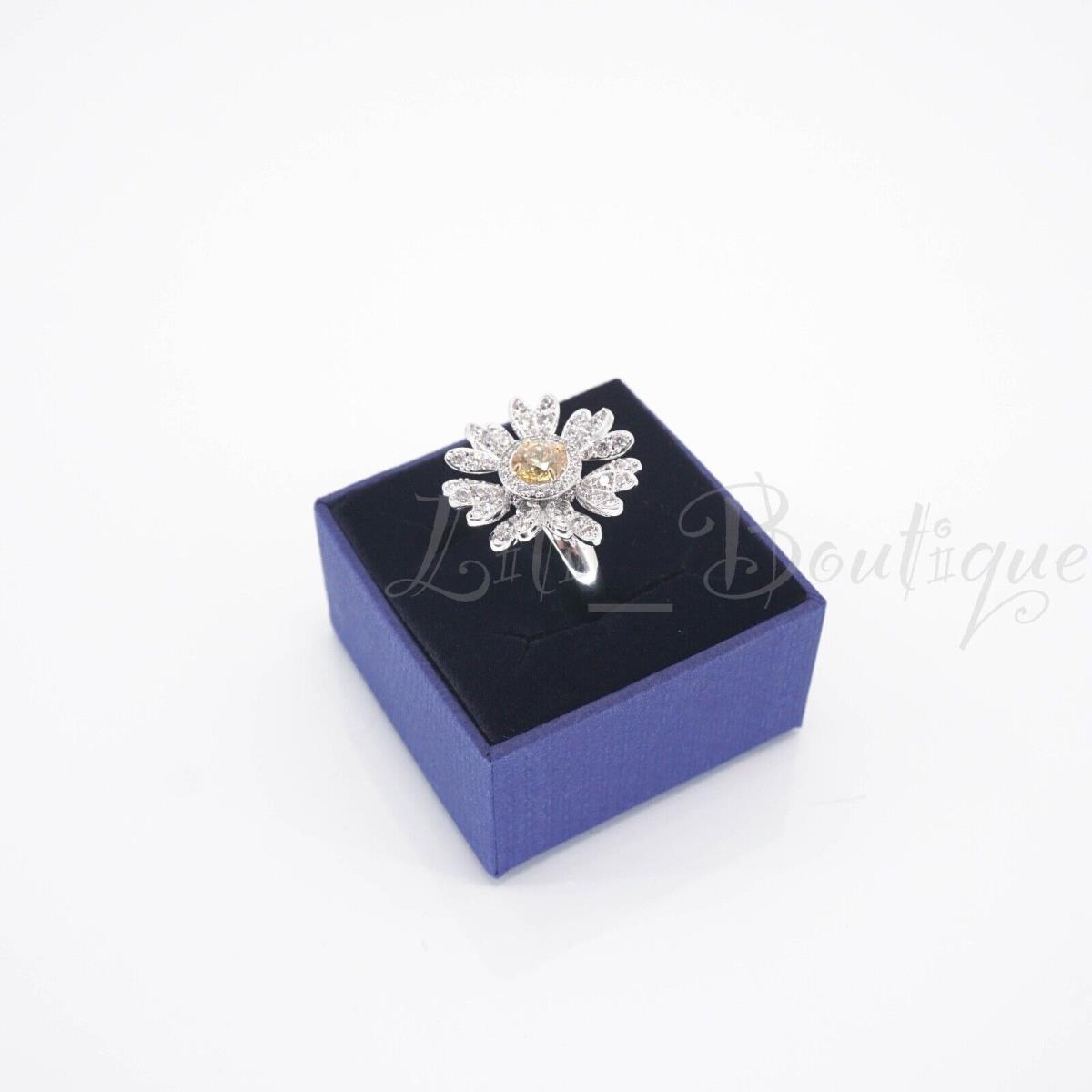 Swarovski 5520366 Eternal Flower Ring Crystal Rhodium Yellow Size 55