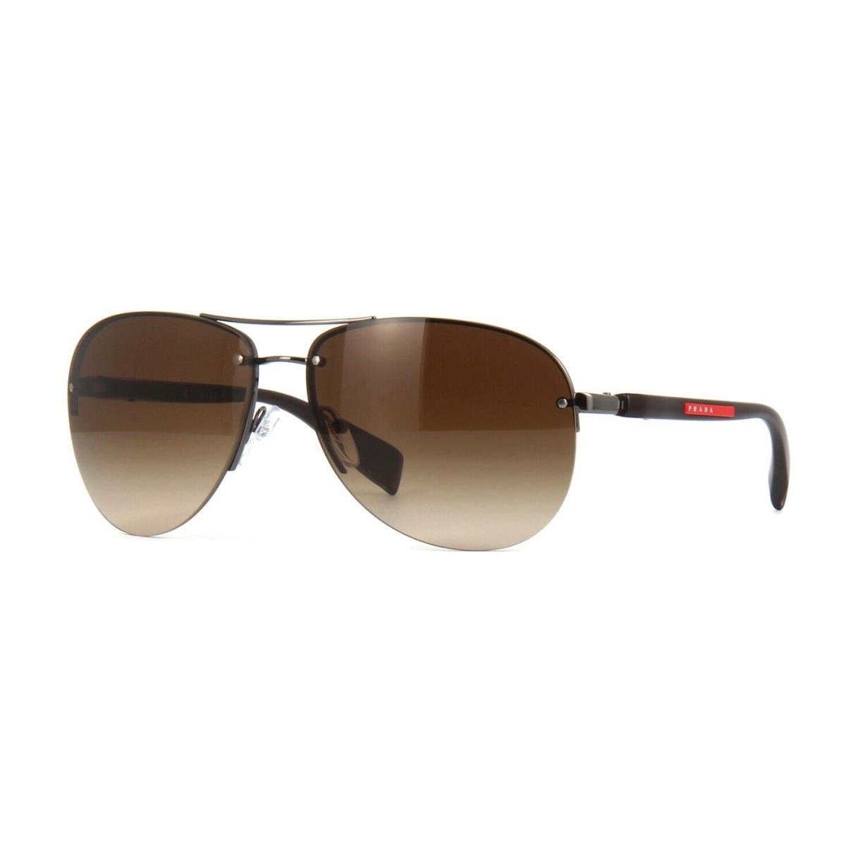 Prada Linea Rossa Sport Sps 56MS Ruthenium Dark Brown/brown Shaded Sunglasses - Frame: Ruthenium Dark Brown, Lens: Brown Shaded