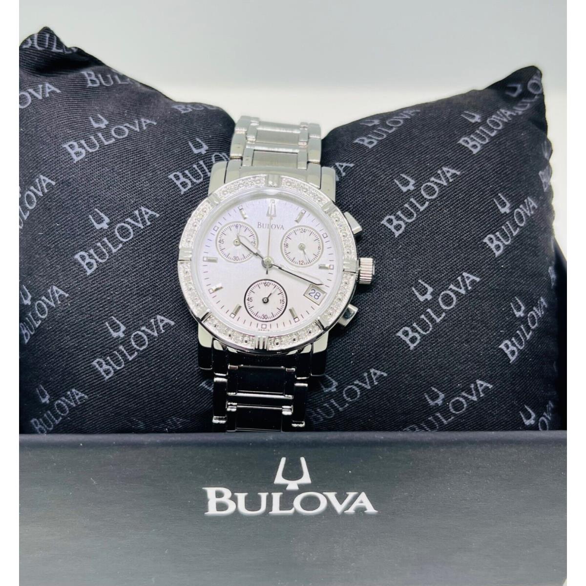 Ladies Stainless Steel Bulova Watch with Diamonds