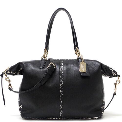 Coach Bleecker Cooper Satchel in Two Tone Python Embossed Leather 27984 Blk