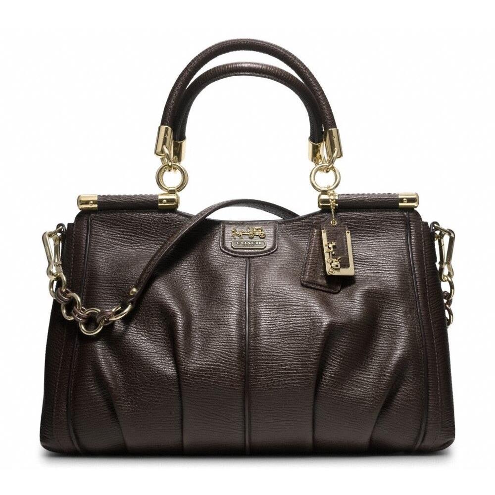 Coach Madison Pinnacle Textured Leather Carrie 21503 Brass/espresso Brown