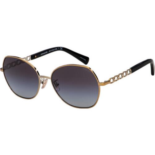 Coach Women`s Gold-tone Round Metal Sunglasses w/ Gradient Lens HC7112 90058G 56