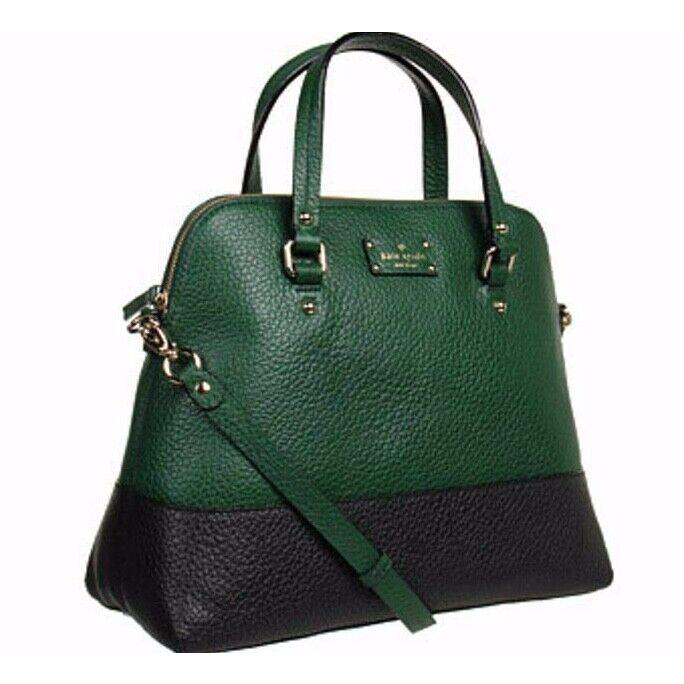 Kate Spade Grove Court Large Maise Forest Green Black Pebbled Leather Purse  - Kate Spade bag - 072848426632 | Fash Brands