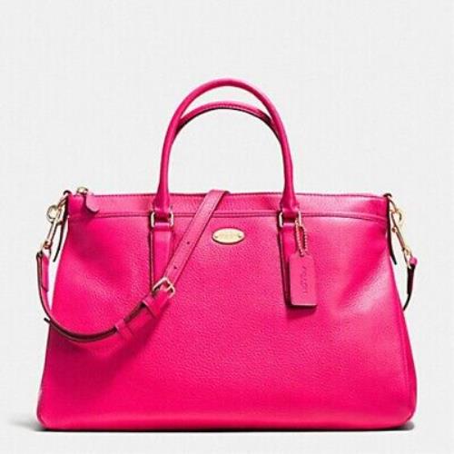 Coach Women`s Pebble Leather Morgan Satchel in Pink Ruby F35185 - Pink Ruby , Pink Lining, Gold Hardware