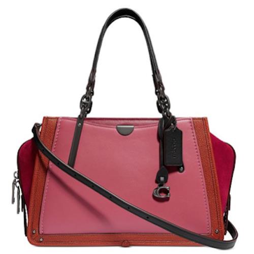 Coach Colorblock Mixed Leather Dreamer Satchel Dusty Pink Multi 79443
