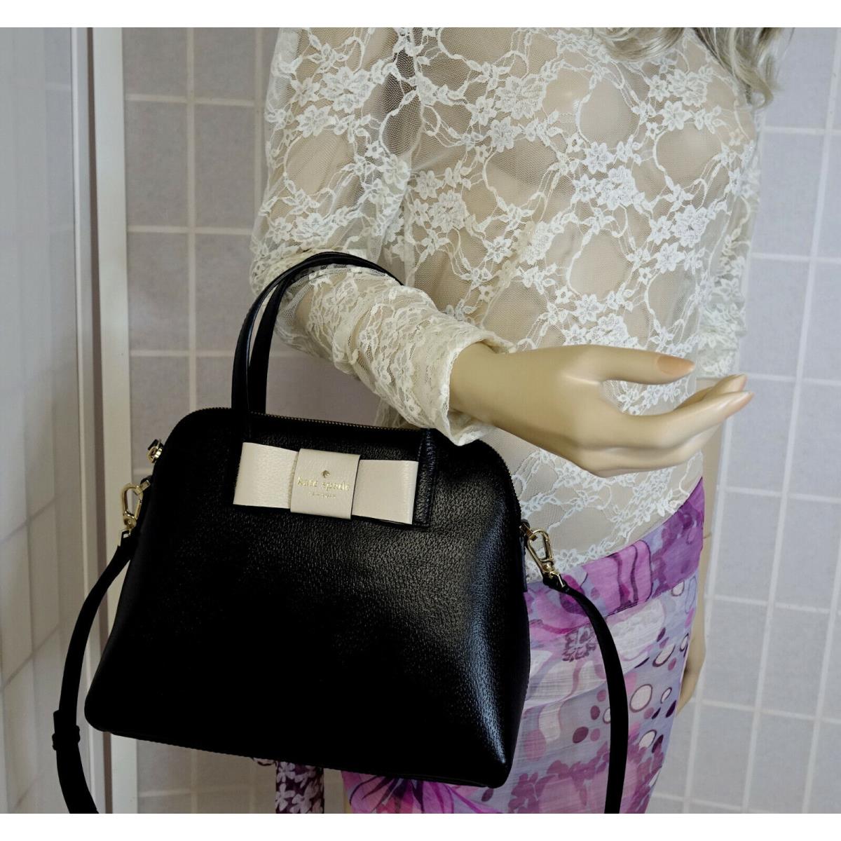 Kate Spade Leather Black White Bow Detail Crossbody Handbag Purse |  073664250227 - Kate Spade bag - Black Lining, Black Exterior | Fash Direct