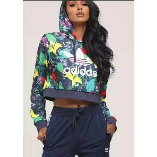 Adidas Women Cropped Blossom of Life Graphic Hoodie ED6592 Size Small