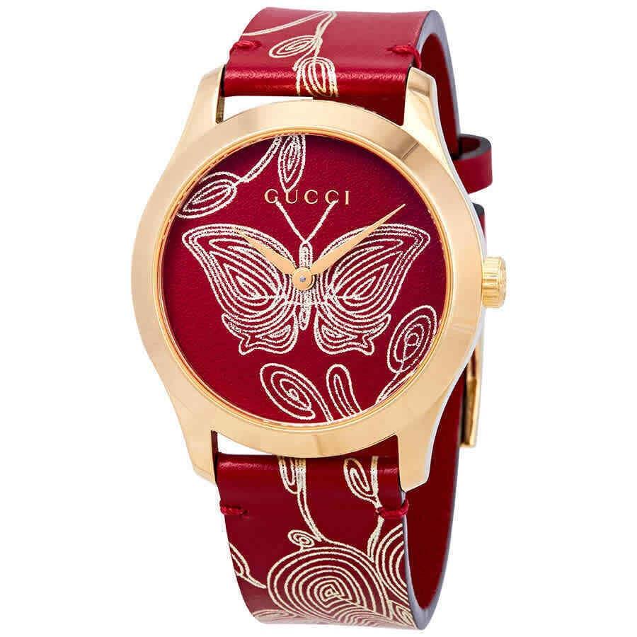 Gucci YA1264054 G-timeless 38MM Women`s Red Leather Watch