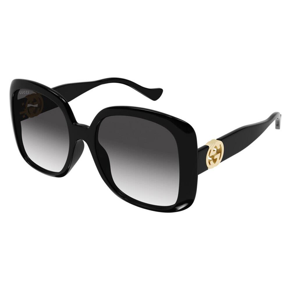 Gucci GG1029SA Sunglasses Black Gray Gradient Round 57mm