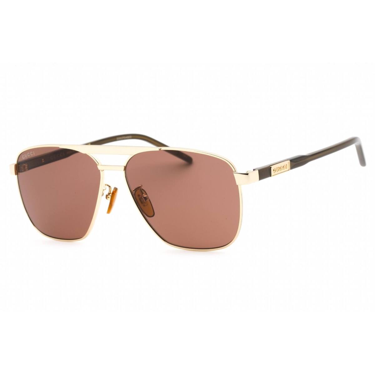 Gucci Men`s Sunglasses Gold/brown Metal Navigator Full Rim Frame GG1164S 002