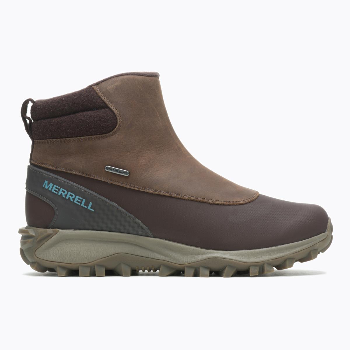 Merrell Women Thermo Kiruna Mid Zip Waterproof Hiking Boots Leather Clay