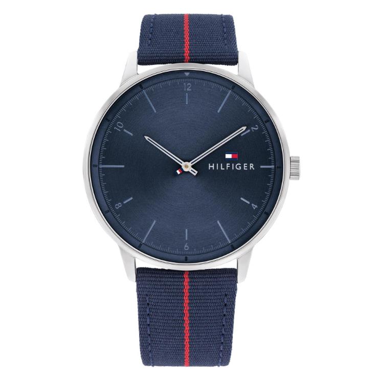 Tommy Hilfiger Hendrix Blue Dial Fabric/ Leather Men s Watch - 1791844