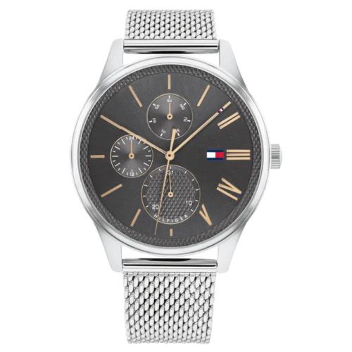 Tommy Hilfiger Multifunction Dk Gray Dial Stainless Steel Men s Watch - 1791846 - Dark Gray Dial, Silver Band, Silver Bezel